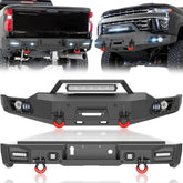 After Market Heavy Bumpers for Trucks Compatible with 20-23 Chevy Chevrolet Silverado 2500 3500 HD w/LED Lights | Yzona